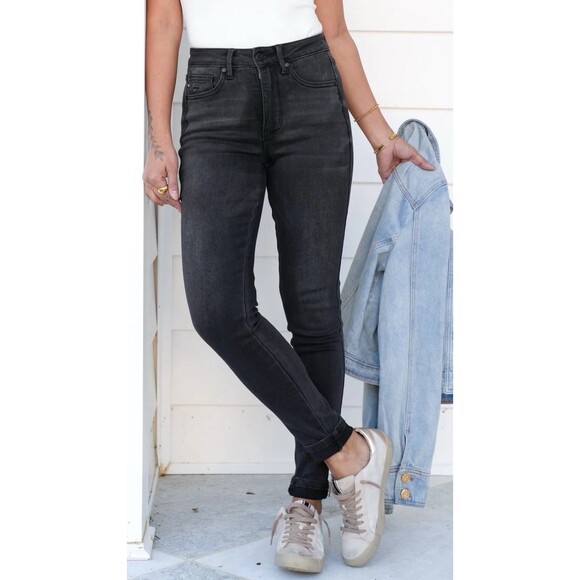 Judy Blue Womens  Skinny Fit Jeans Size 9/29 High Rise Tummy Control Black - Picture 1 of 8
